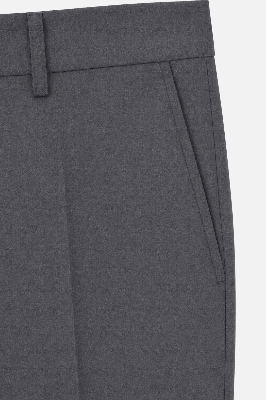 Gri Slim Fit Düz Paça 6 Drop Mono Yaka Klasik Takım Elbise