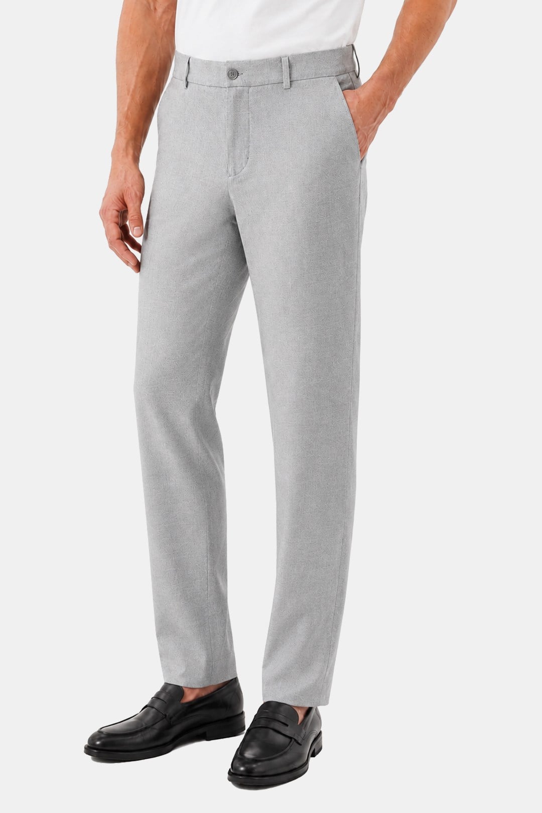 Gri Yanı Lastikli Köprülü Kemerli Slim Fit Jogger Pantolon