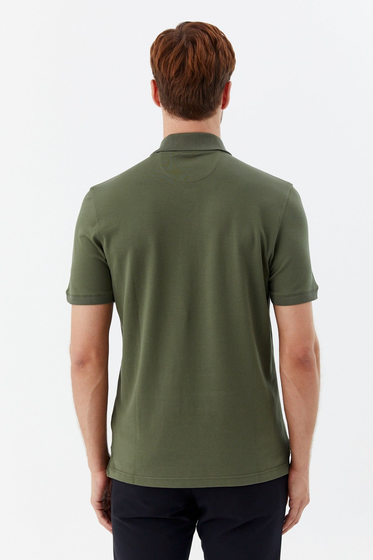 Haki Pamuklu Slim Fit Kısa Kollu Polo Yaka T-Shirt