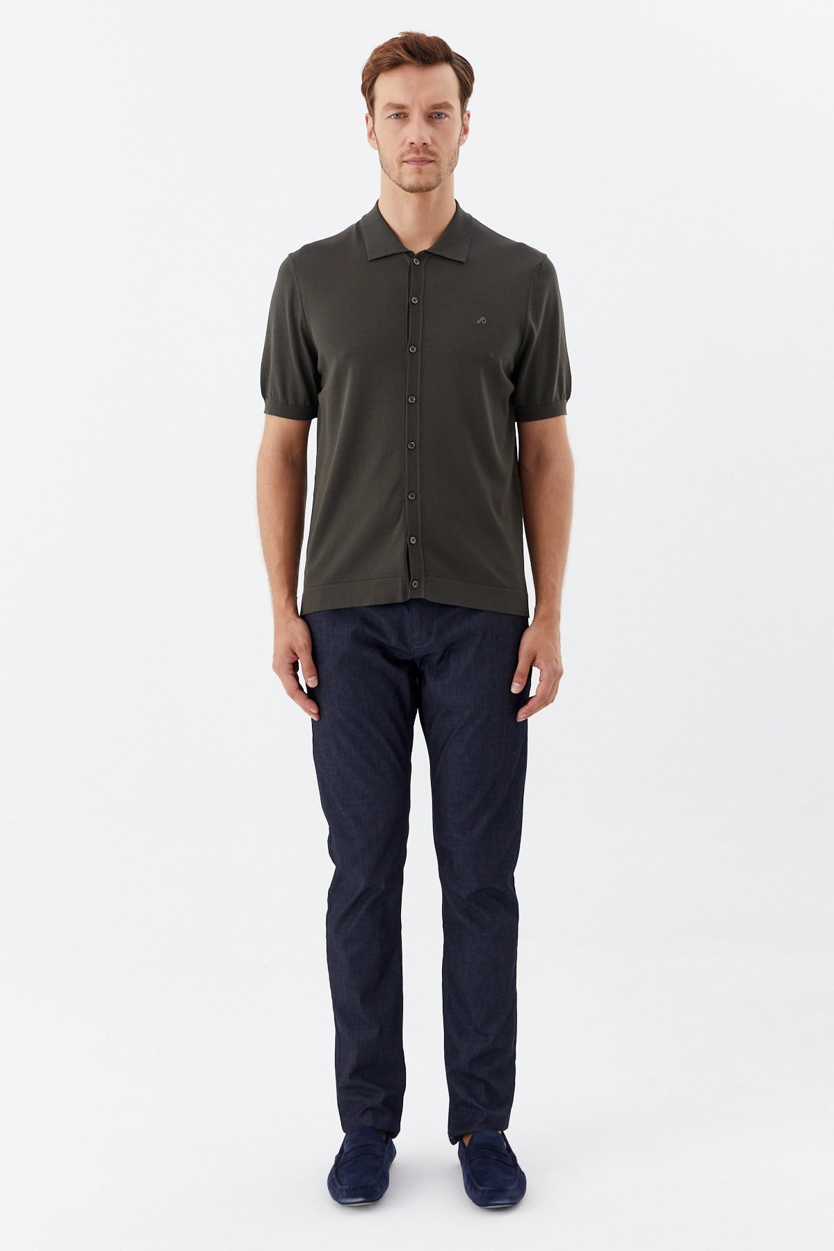 Haki Reglan Polo Yaka Triko Gömlek
