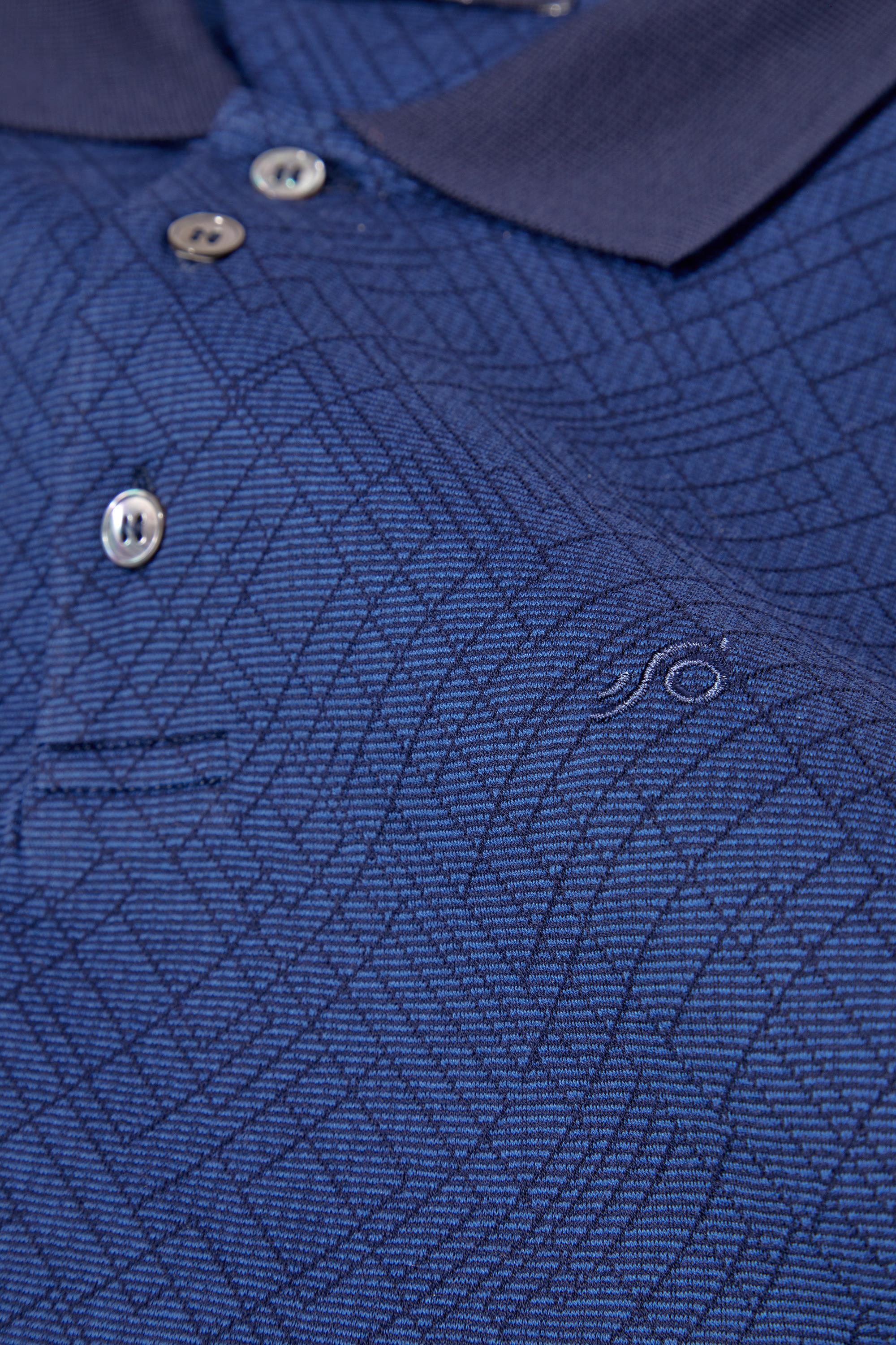 Lacivert %100 Yün Regular Fit Jakar Desenli Polo Yaka T-Shirt