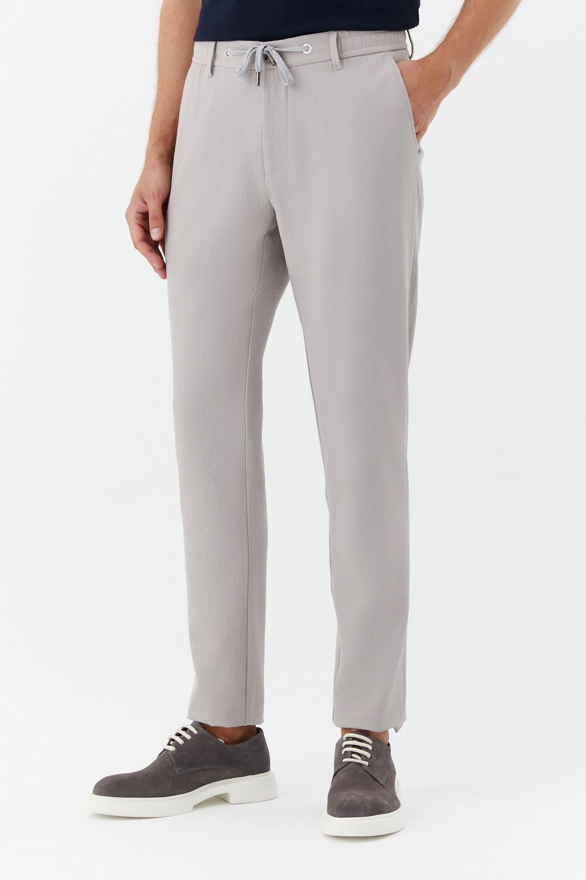 Gri Regular Fit Yan Cep Lastikli Bel Klasik Paça Jogger Pantolon