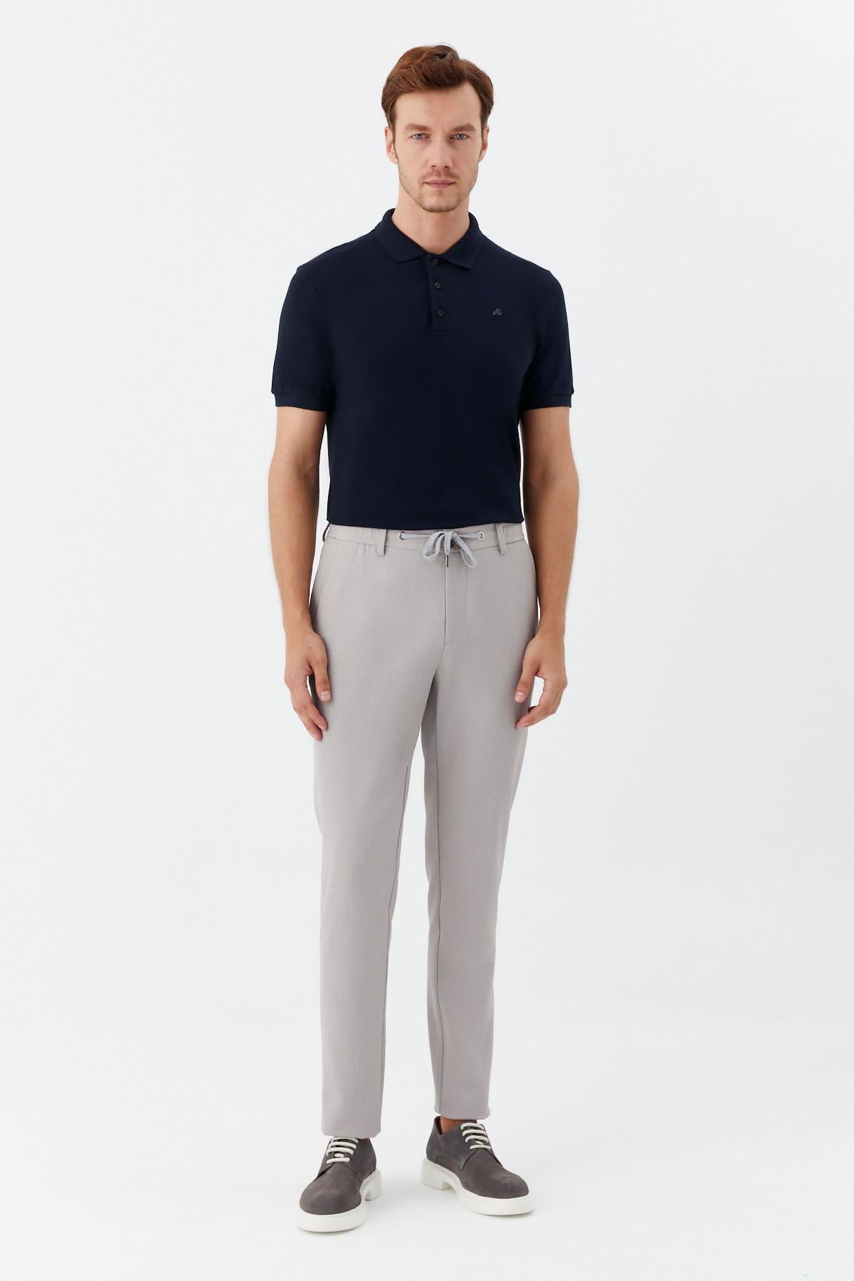 Gri Regular Fit Yan Cep Lastikli Bel Klasik Paça Jogger Pantolon