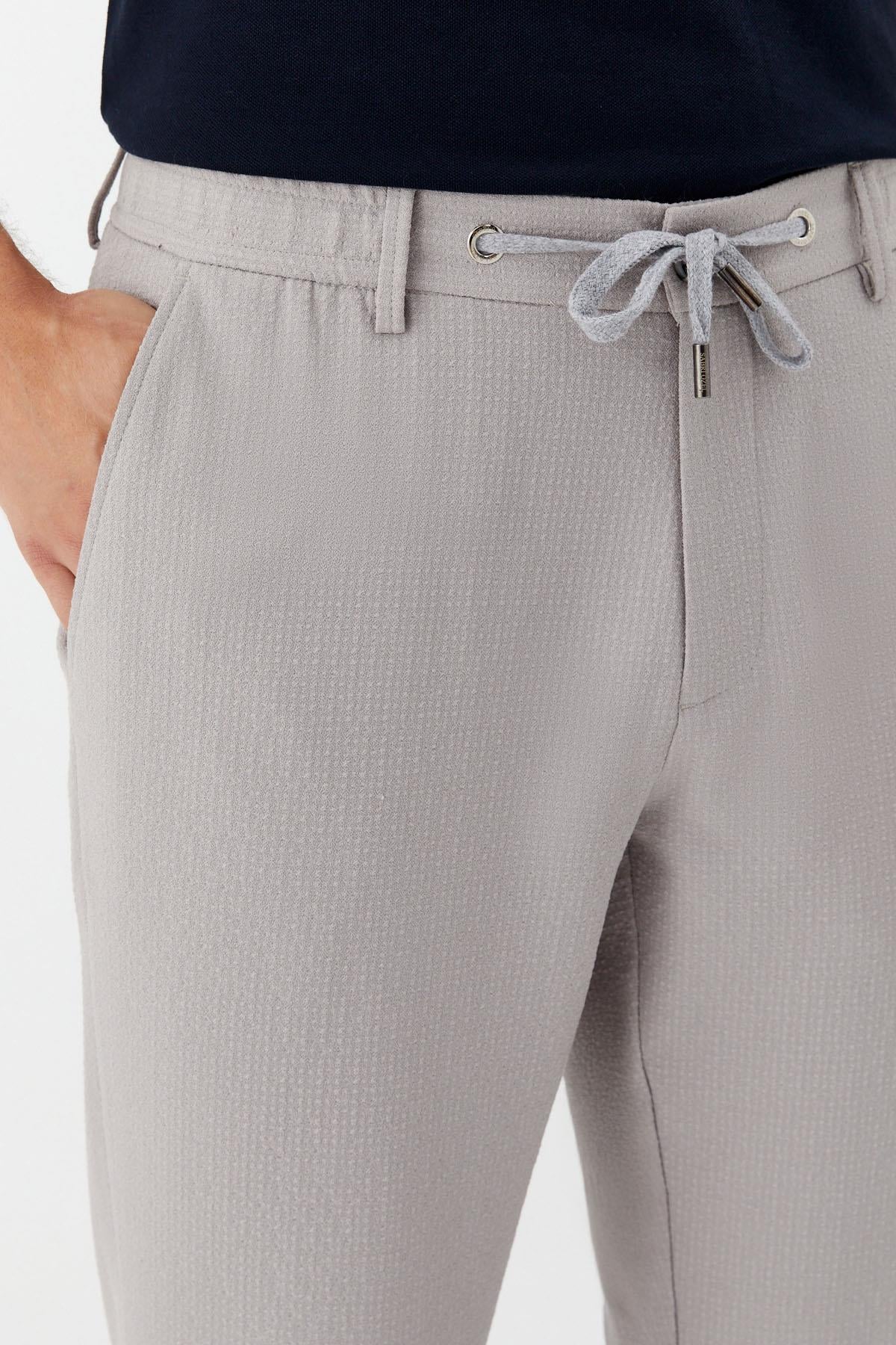Gri Regular Fit Yan Cep Lastikli Bel Klasik Paça Jogger Pantolon