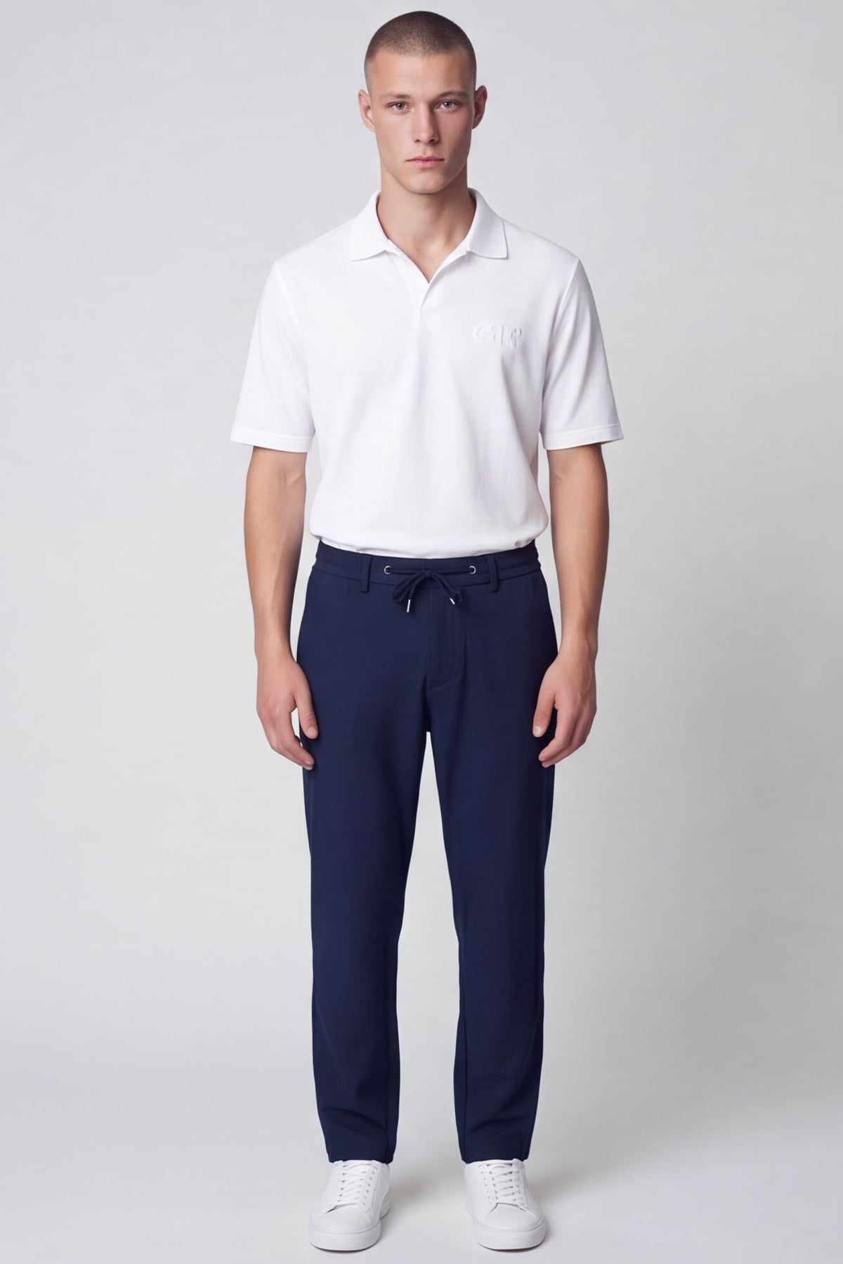 Erkek Lacivert Normal Kesim Regular Fit Viskon Örme Yan Cep Lastikli Bel Klasik Paça Jogger Pantolon