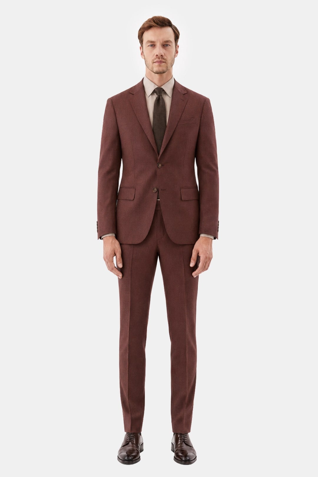Kiremit Slim Fit Normal Bel 6 Drop Mono Yaka Takım Elbise