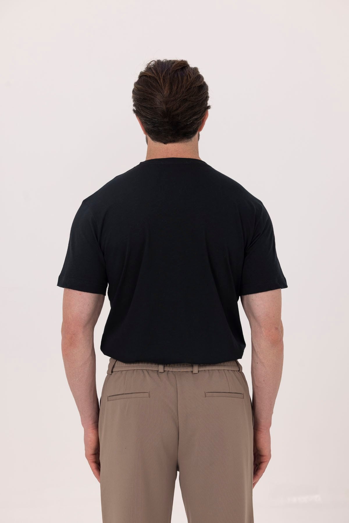 Koyu Antrasit %100 Pamuk Bisiklet Yaka Düz Renk Basic T-Shirt