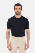 Dark Navy 100% Cotton Regular Fit Crew Neck Basic T-Shirt