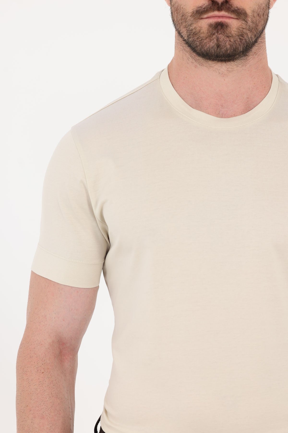 Kum Beji %100 Pamuk Regular Fit Bisiklet Yaka Basic T-Shirt