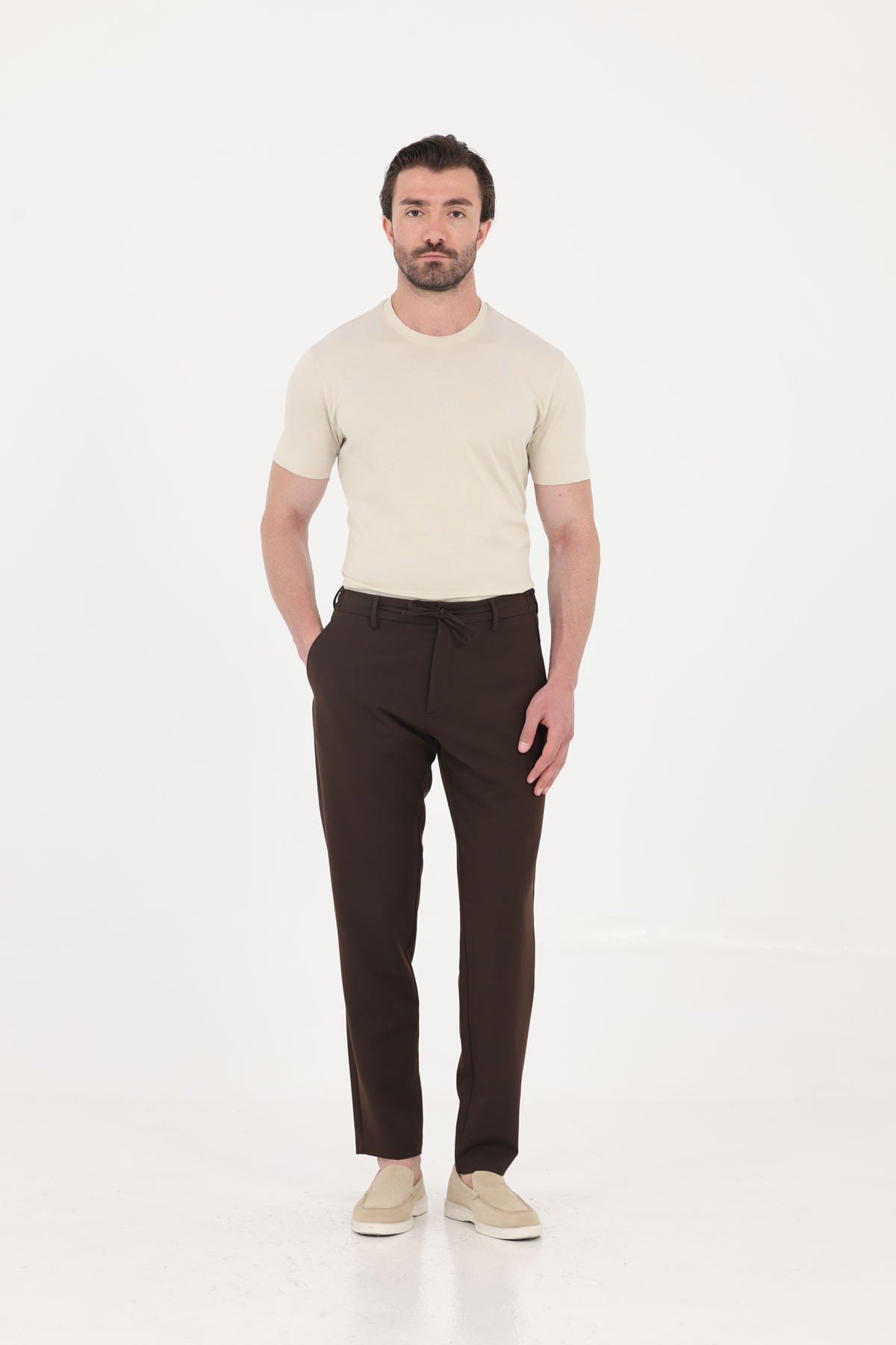 Kum Beji %100 Pamuk Regular Fit Bisiklet Yaka Basic T-Shirt