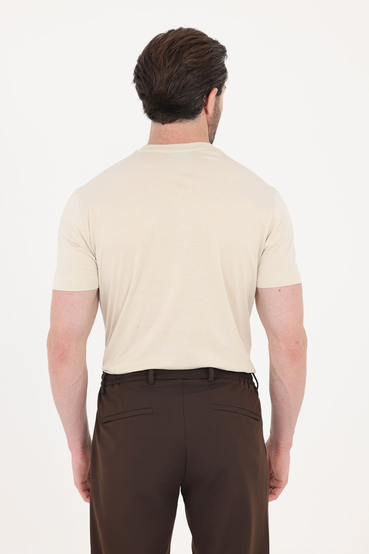Kum Beji %100 Pamuk Regular Fit Bisiklet Yaka Basic T-Shirt