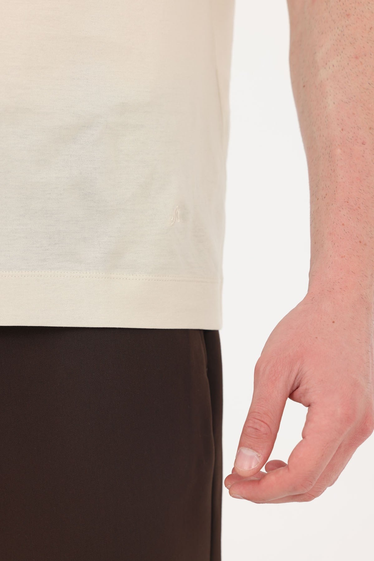 Kum Beji %100 Pamuk Regular Fit Bisiklet Yaka Basic T-Shirt