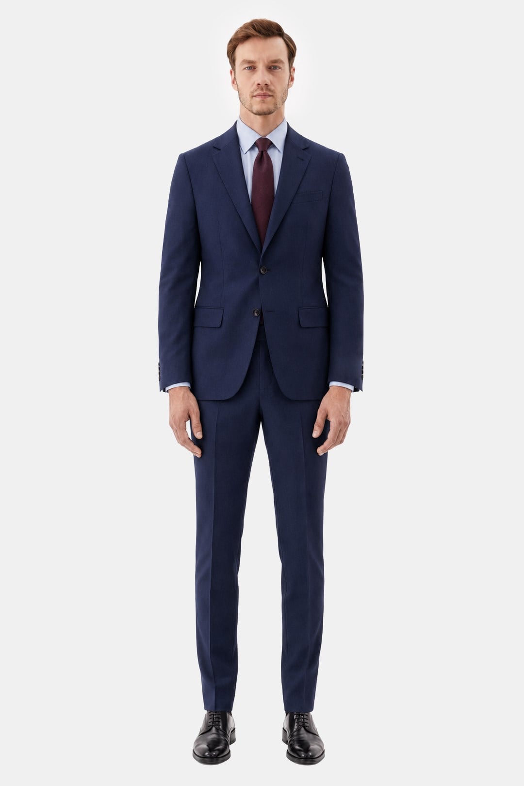 Lacivert Slim Fit Normal Bel 6 Drop Mono Yaka Takım Elbise