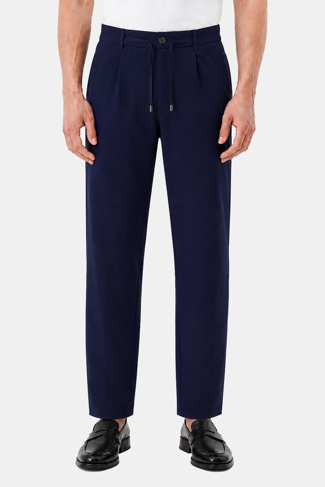 Lacivert Slim Fit Bel Bağcıklı Paraşüt Pantolon