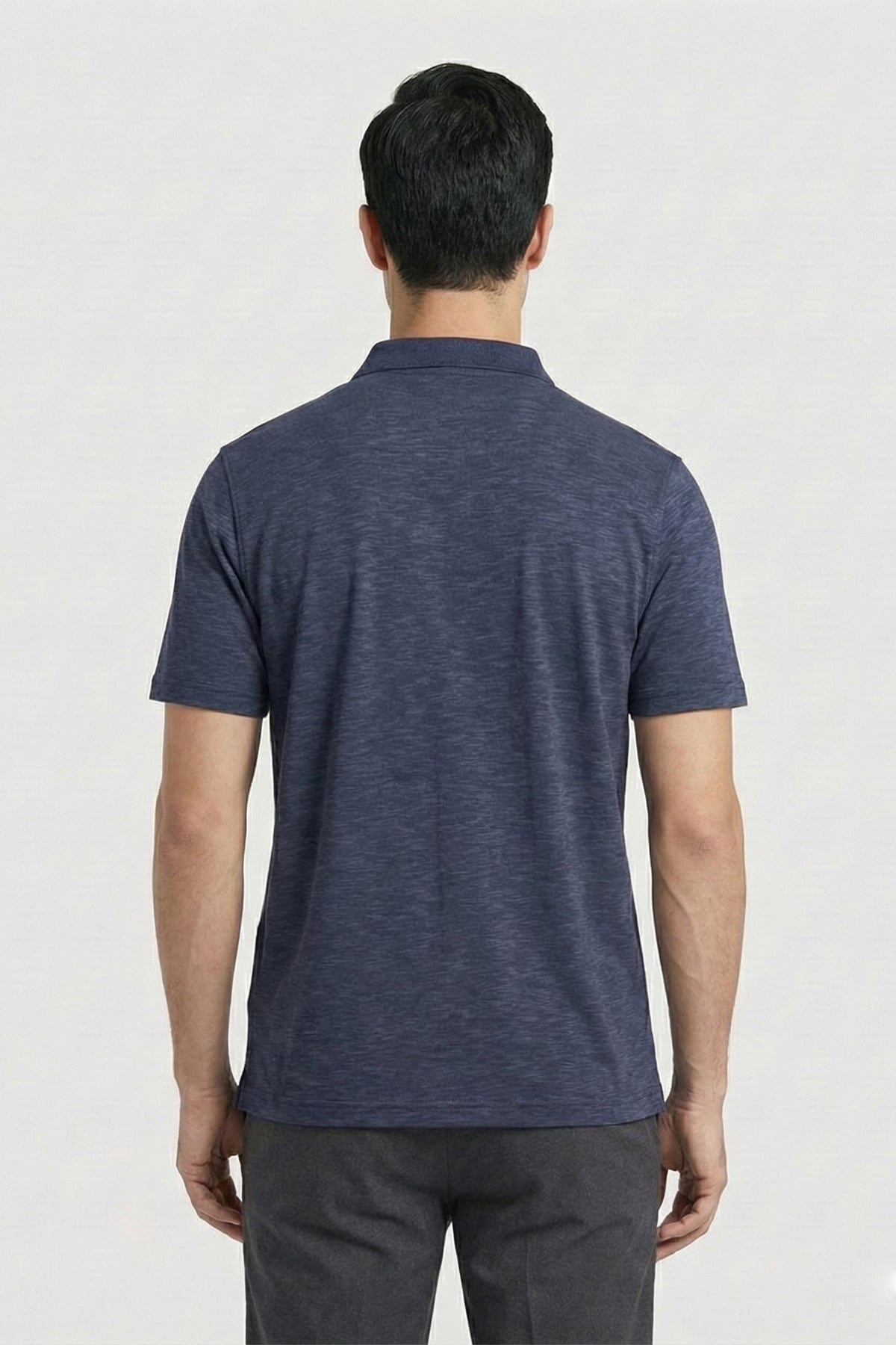 Giotelli Erkek Lacivert Dar Kesim Slim Fit %100 Pamuk Pike Düğmeli Polo Yaka Tişört