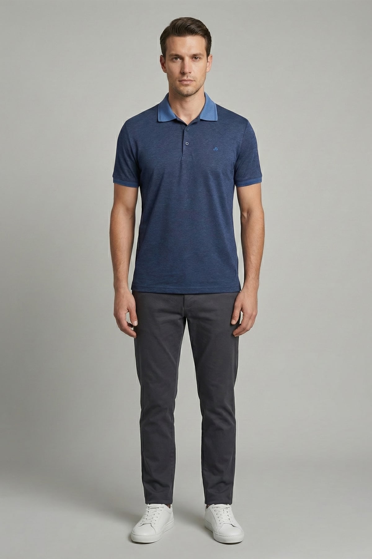 Erkek Lacivert Normal Kesim Regular Fit Pamuklu Pike Polo Yaka Tişört