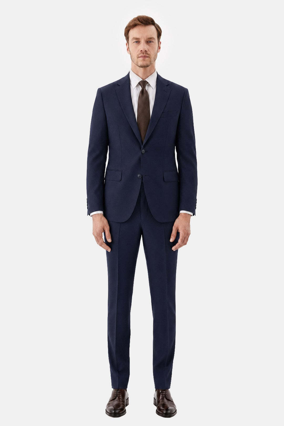 Lacivert Slim Fit Düz Paça 6 Drop Mono Yaka Klasik Takım Elbise