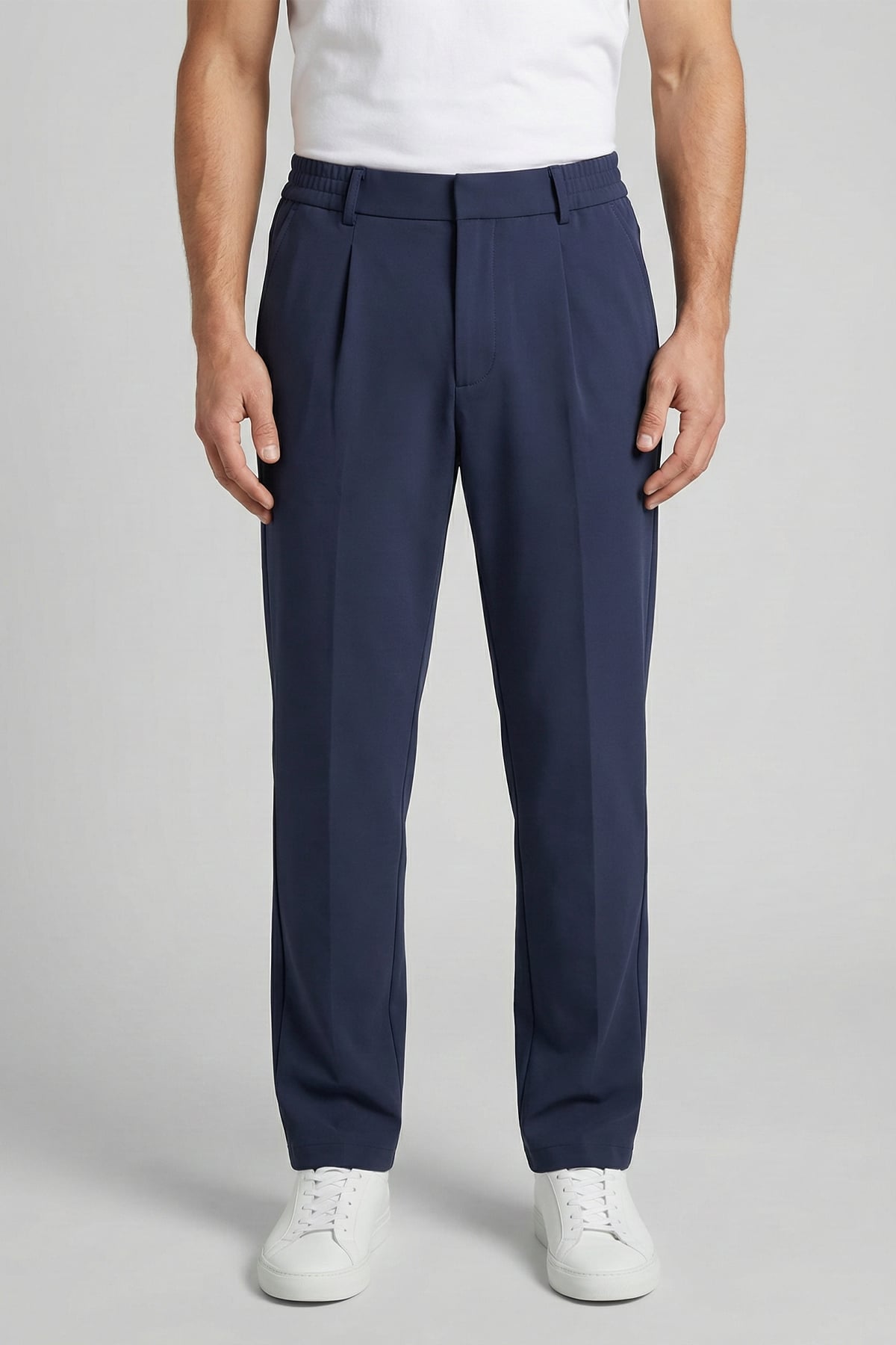 Giotelli Erkek Lacivert Dar Kesim Slim Fit Dokuma Yan Cep Normal Bel 6 Drop Pantolon