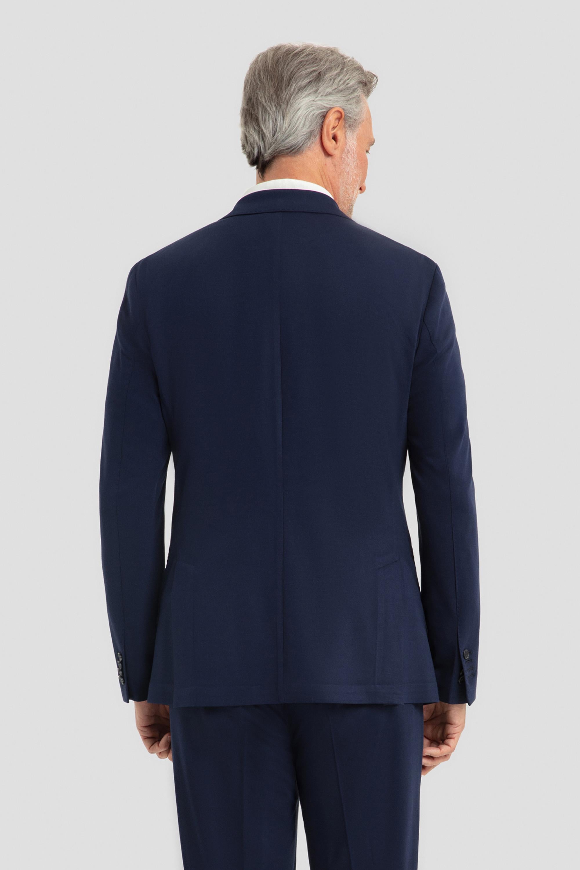 Lacivert Slim Fit 6 Drop Mono Yaka Modal Kumaş Lastikli Bel Astarsız Takım Elbise