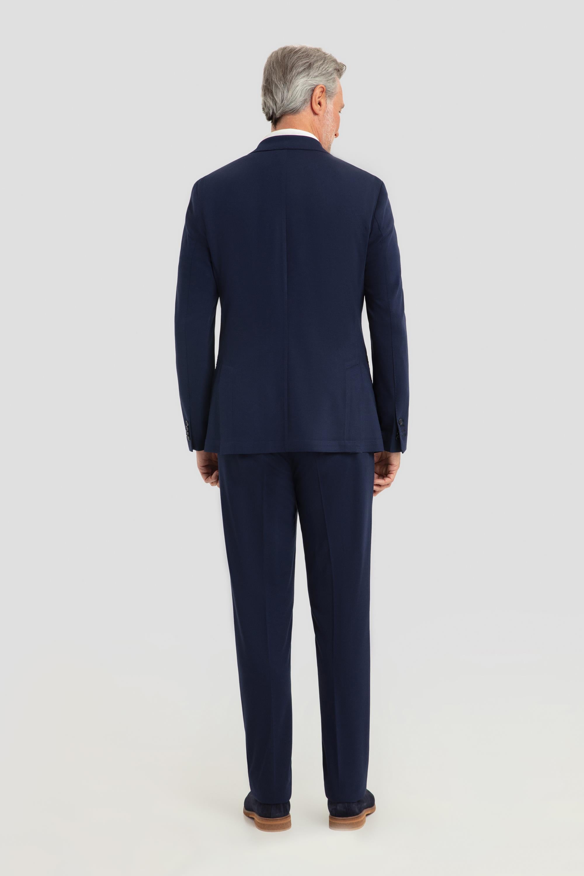 Lacivert Slim Fit 6 Drop Mono Yaka Modal Kumaş Lastikli Bel Astarsız Takım Elbise
