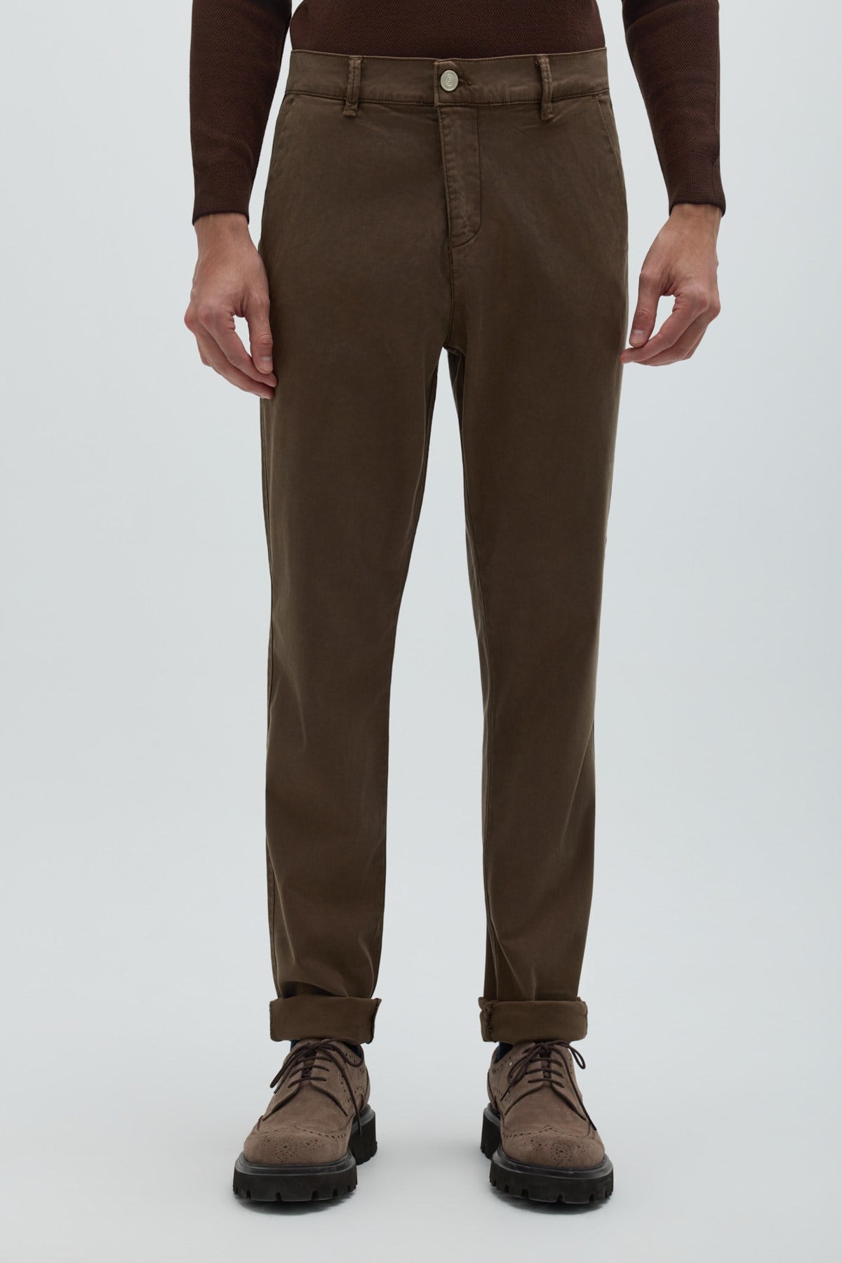 Orta Kahve Denim Regular Fit Erkek Pantolon