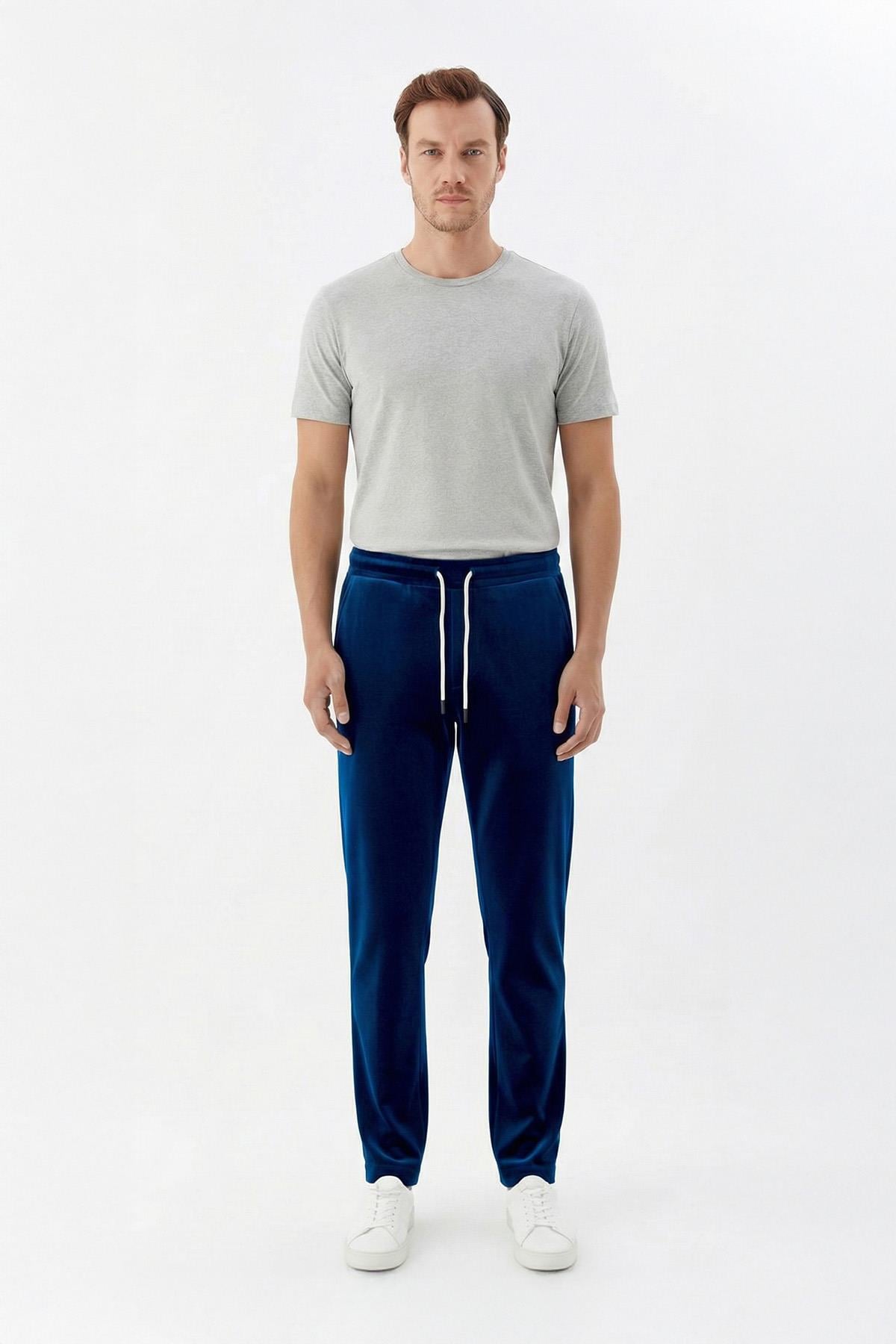 Giotelli Erkek Saks Normal Kesim Regular Fit Pamuklu Örme Bel Lastikli Jogger Eşofman Altı