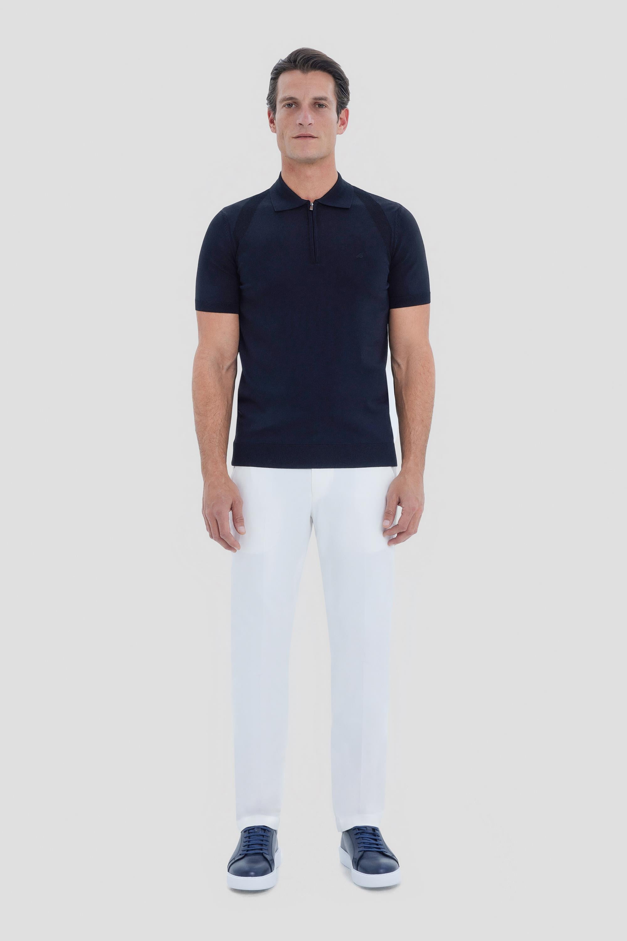 Erkek Siyah Normal Kesim Regular Fit Viskon Dokulu Triko Polo Yaka Tişört