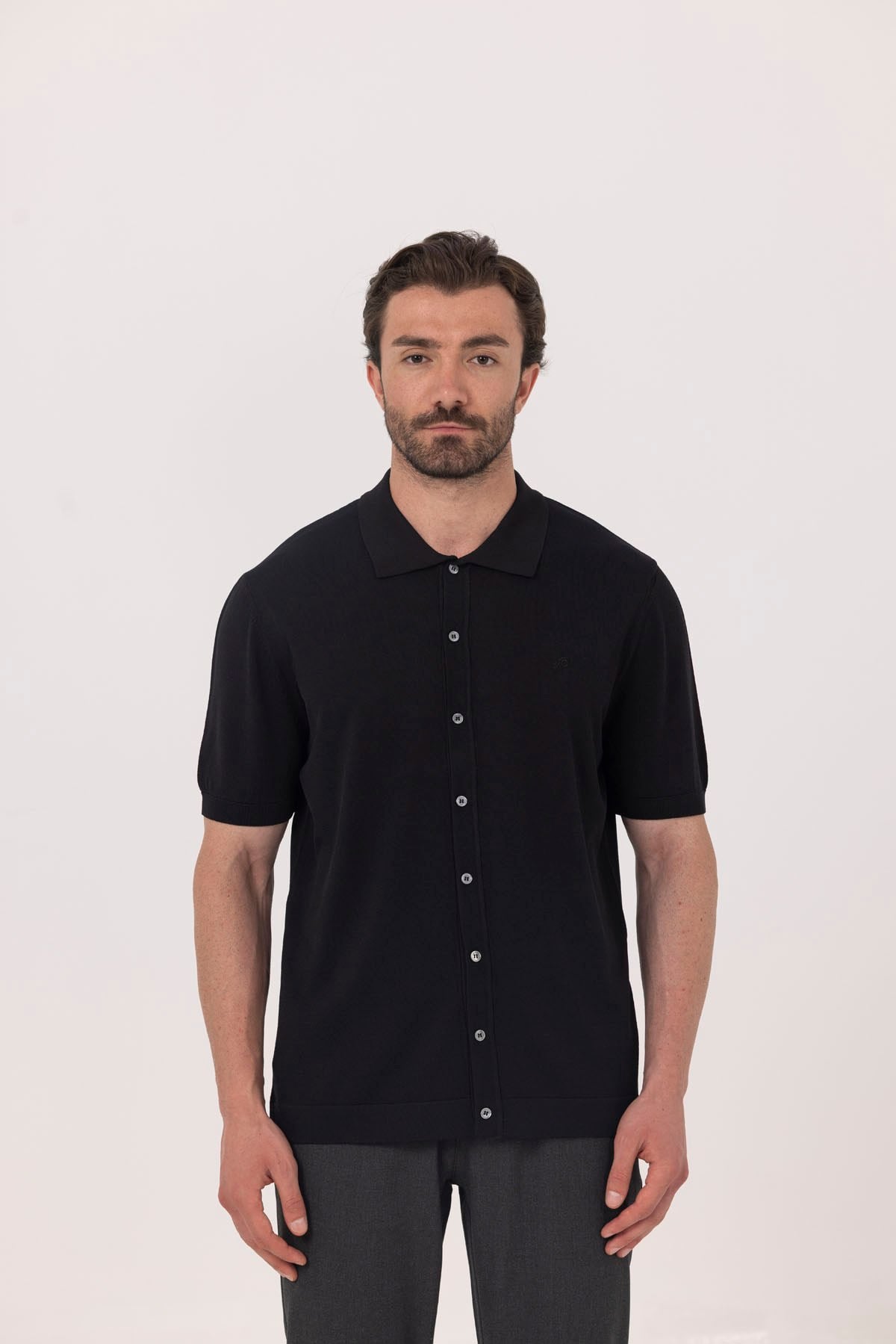 Siyah %100 Pamuk Bisiklet Yaka Düz Renk Basic T-Shirt
