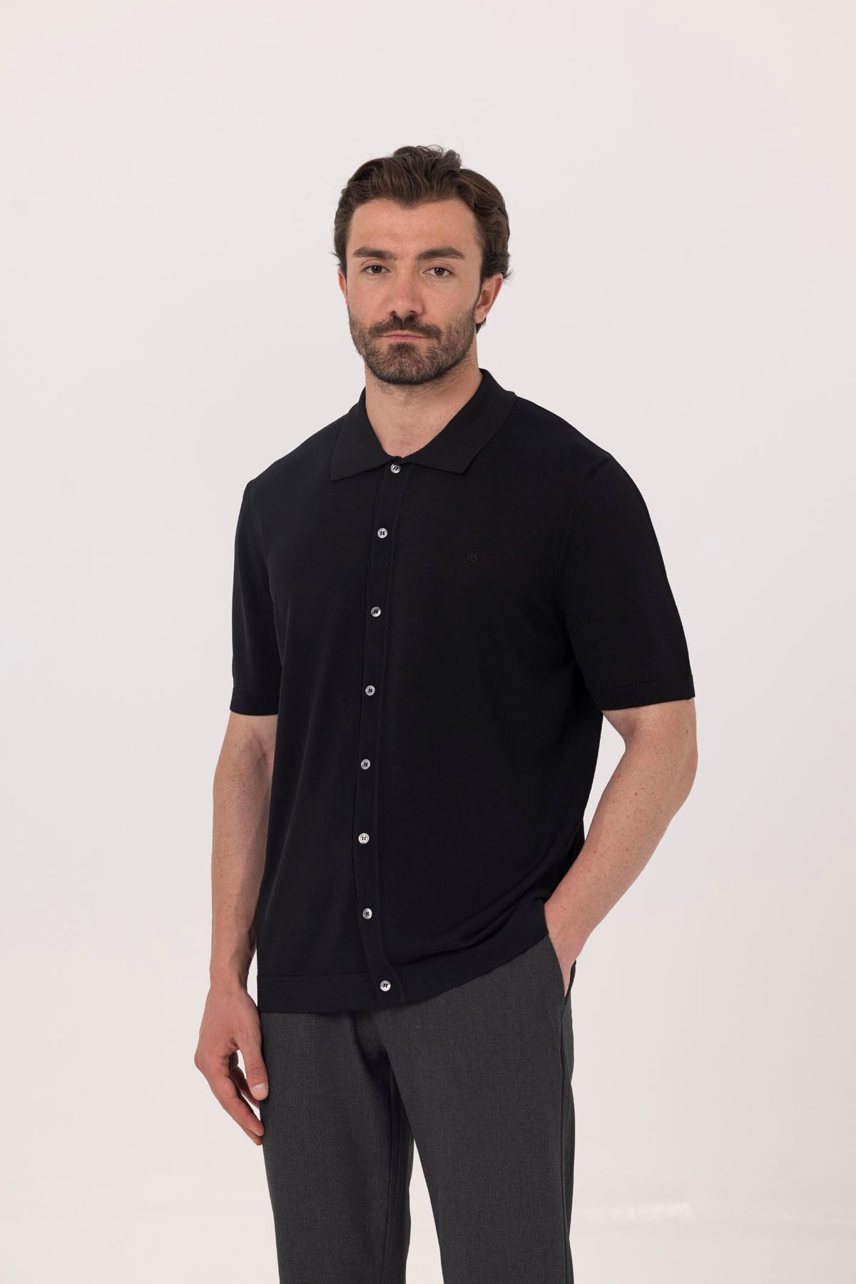 Siyah %100 Pamuk Bisiklet Yaka Düz Renk Basic T-Shirt