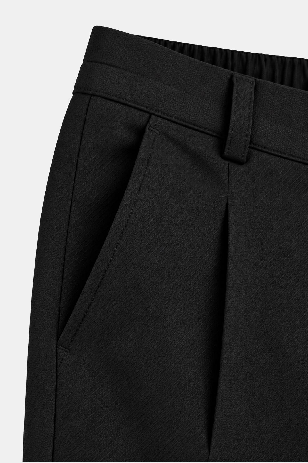 Siyah Regular Fit Standart Kesim Beli Lastikli Pantolon