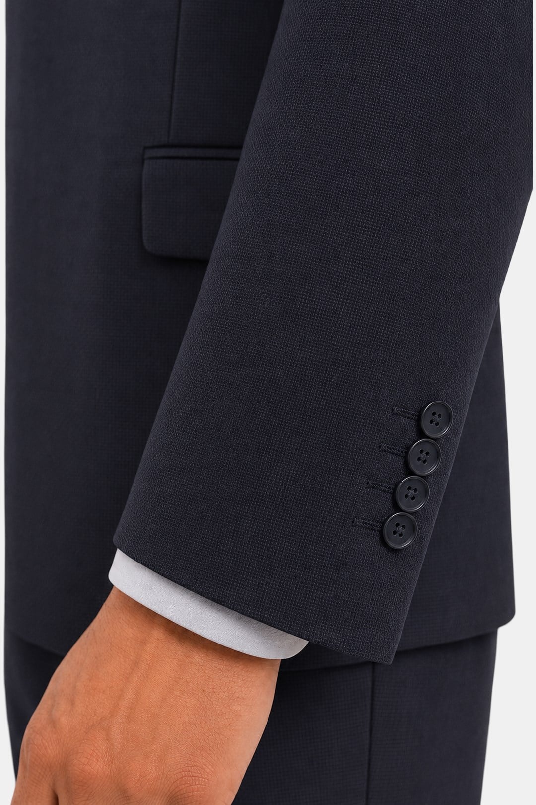 Siyah Slim Fit Normal Bel 6 Drop Mono Yaka Takım Elbise