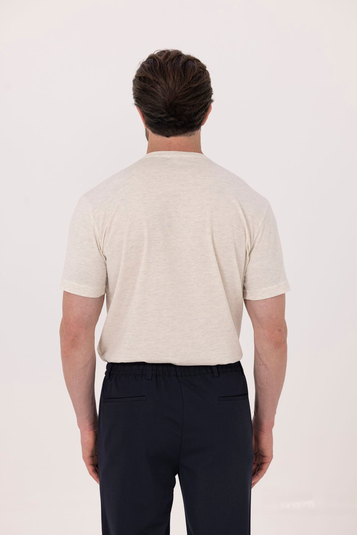 Sütlü Kahve %100 Pamuk Bisiklet Yaka Düz Renk Basic T-Shirt