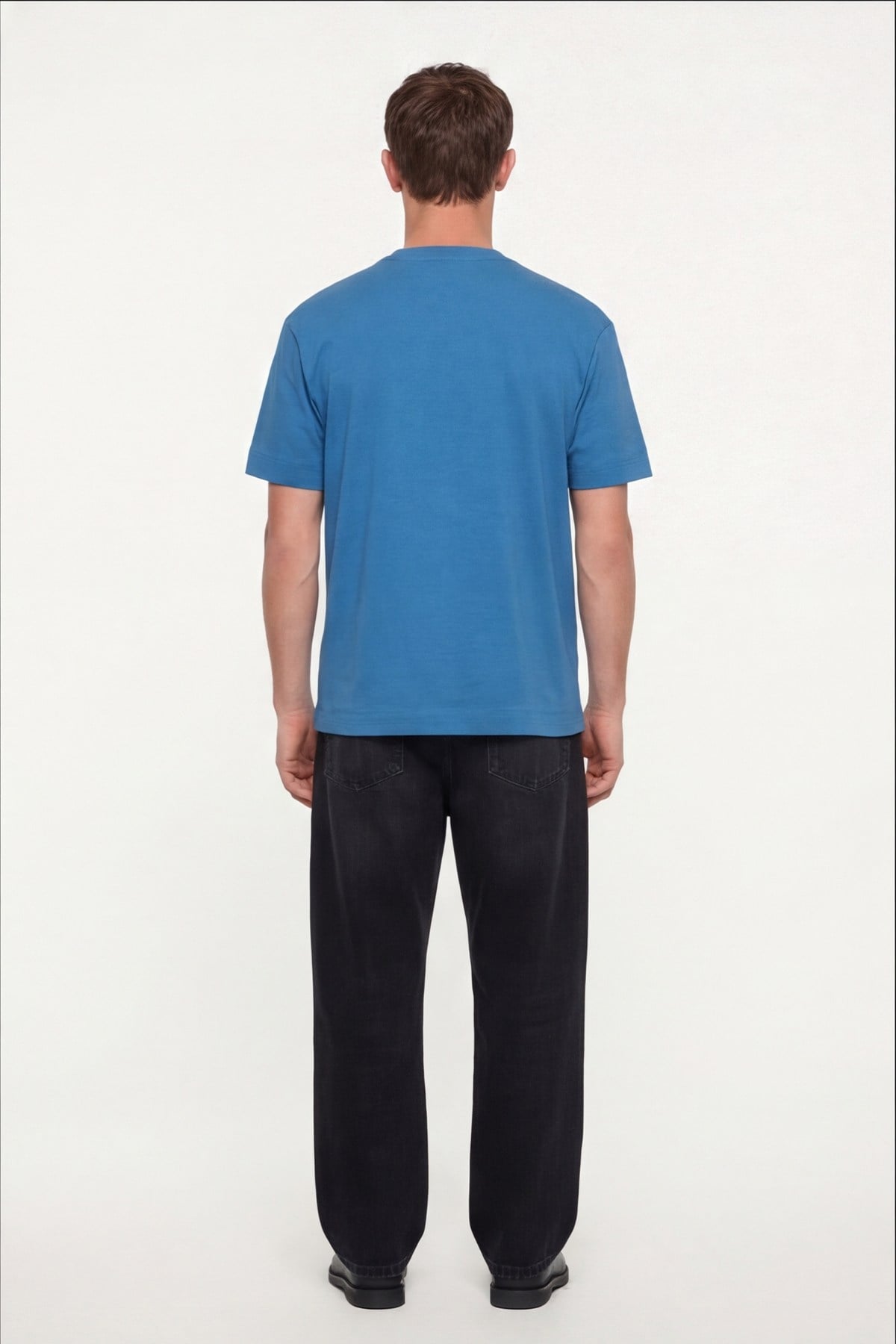 Erkek Açık Saks Normal Kesim Regular Fit %100 Pamuk Dokuma Bisiklet Yaka Basic T-Shirt