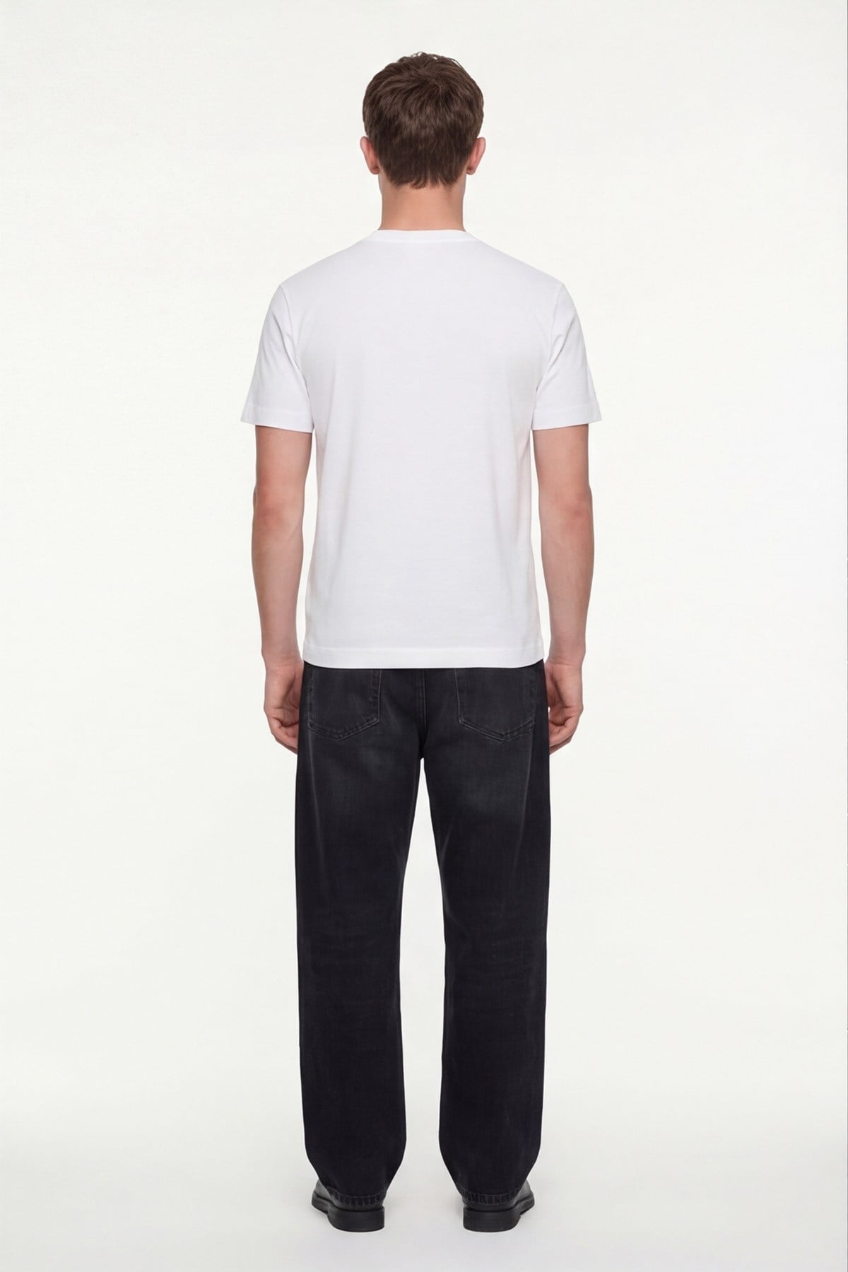 Erkek Ekru Normal Kesim Regular Fit %100 Pamuk Dokuma Bisiklet Yaka Basic T-Shirt