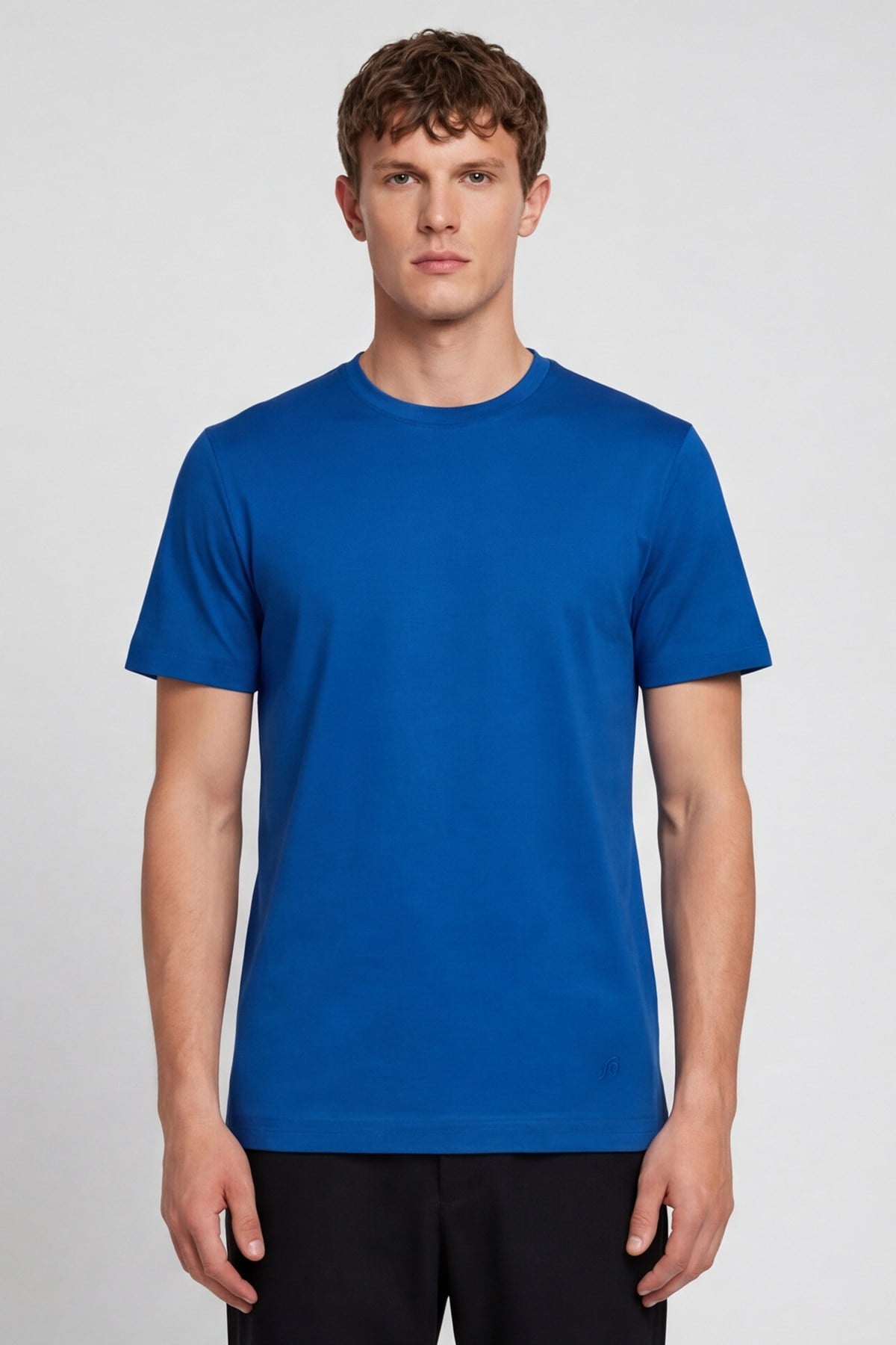 Erkek Saks Normal Kesim Regular Fit %100 Pamuk Bisiklet Yaka Basic Tişört
