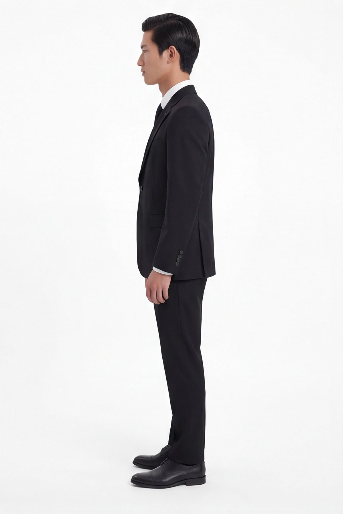 Siyah Slim Fit 6 Drop Mono Yaka Viskon Tam Astarlı Takım Elbise
