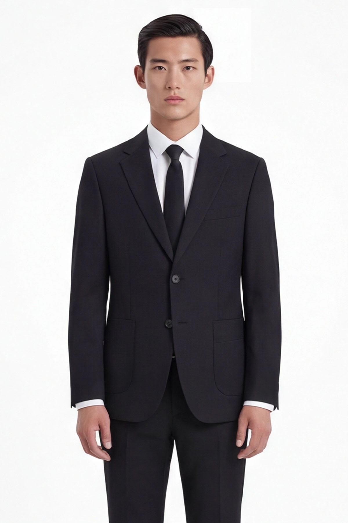 Siyah Slim Fit 6 Drop Mono Yaka Viskon Tam Astarlı Takım Elbise