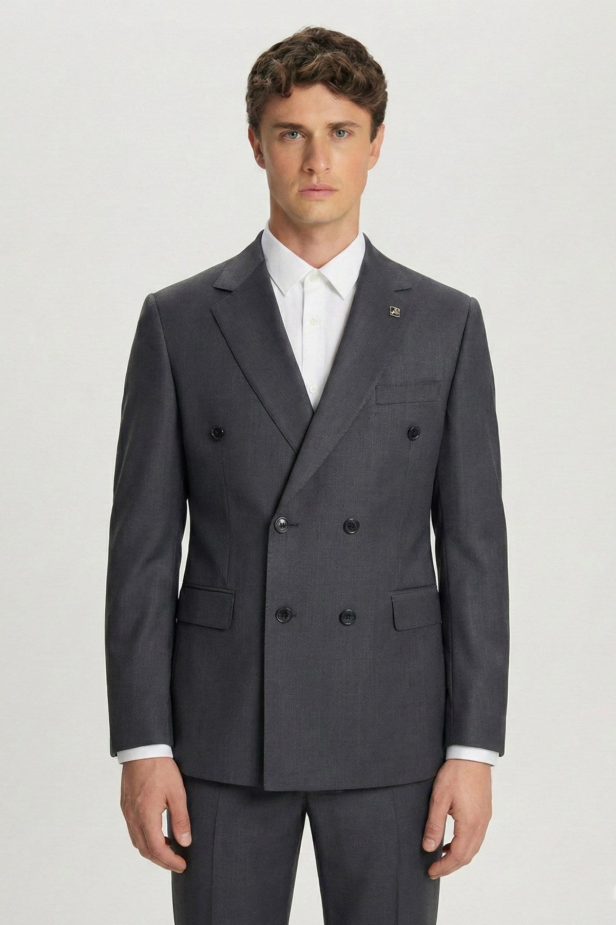 Siyah Yünlü Slim Fit 6 Drop Klasik Takım Elbise