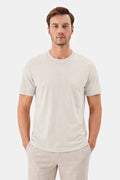 Stone 100% Cotton Regular Fit Crew Neck Basic T-Shirt