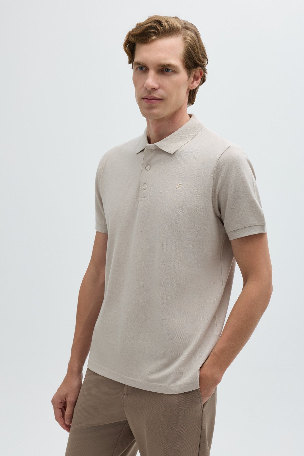 Taş %100 Pamuk Regular Fit Klasik Polo Yaka T-Shirt