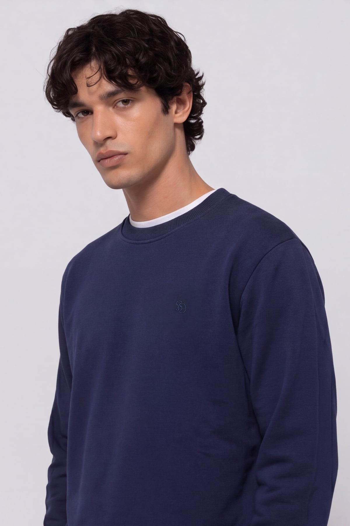Unisex Lacivert Normal Kesim Regular Fit %100 Pamuk Bisiklet Yaka Sweatshirt