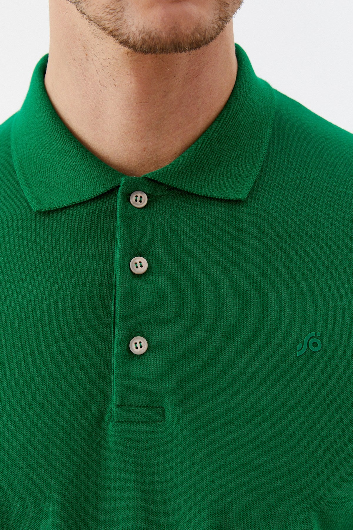 Yeşil %100 Pamuk Regular Fit Klasik Polo Yaka T-Shirt