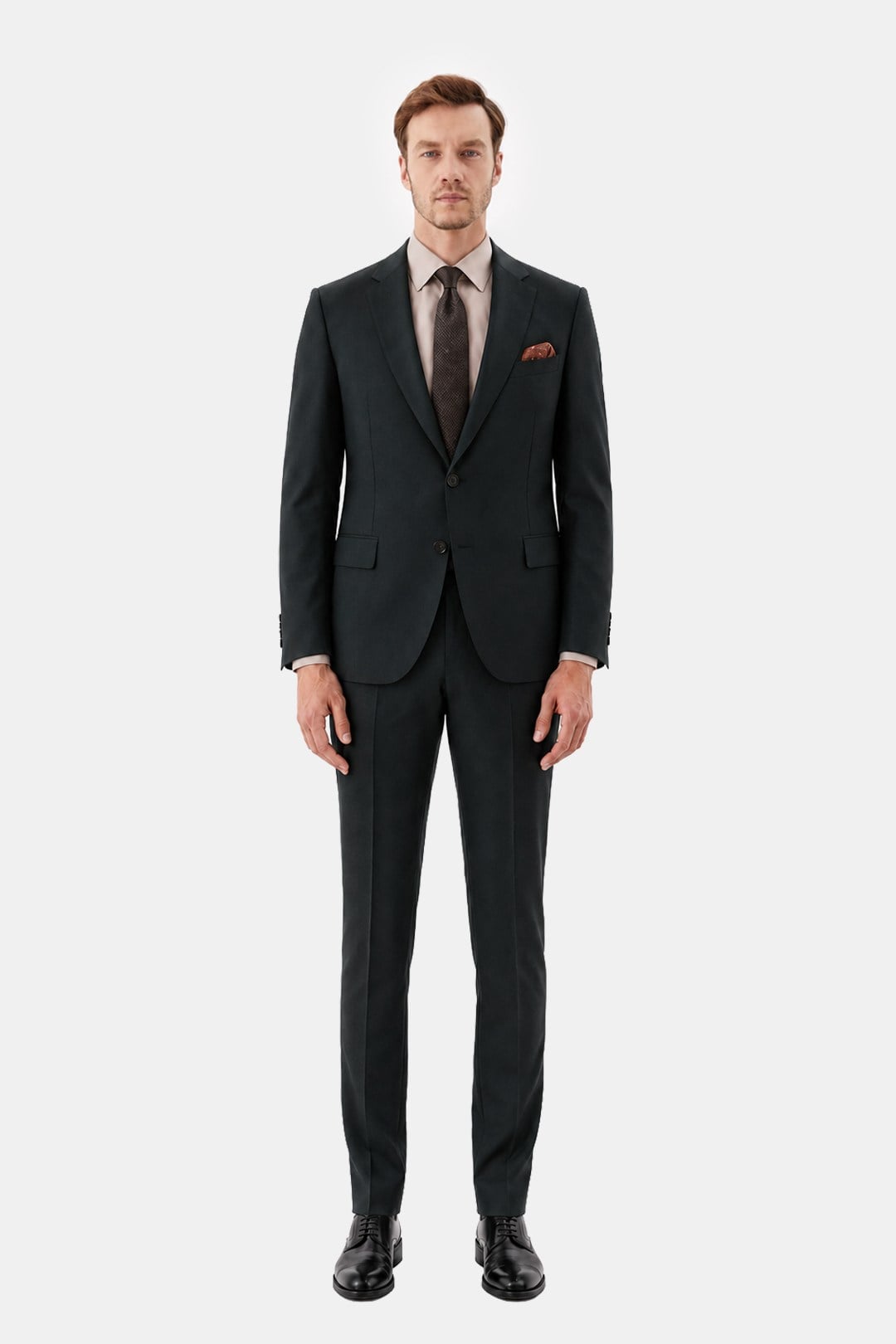 Yeşil Slim Fit Normal Bel 6 Drop Mono Yaka Takım Elbise