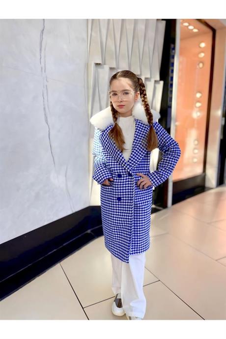 Saks Kazayağı Model Yakası Kürklü Içi Astarlı Kaban Saks 14 Yaş