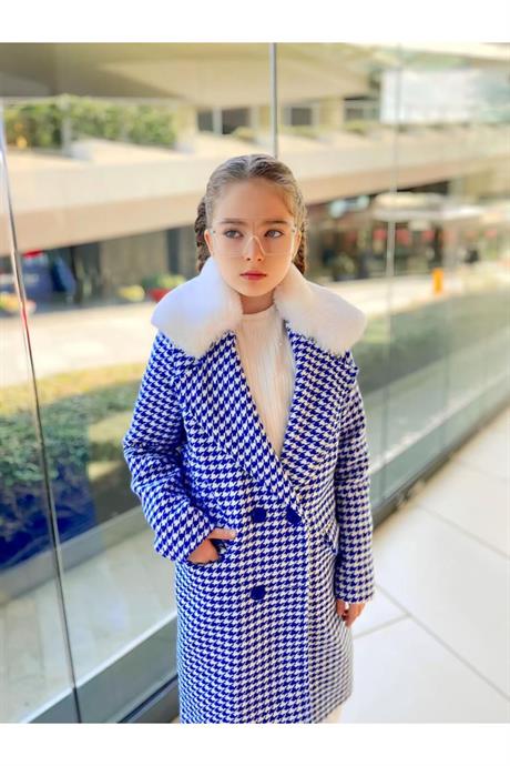 Saks Kazayağı Model Yakası Kürklü Içi Astarlı Kaban Saks 10 Yaş