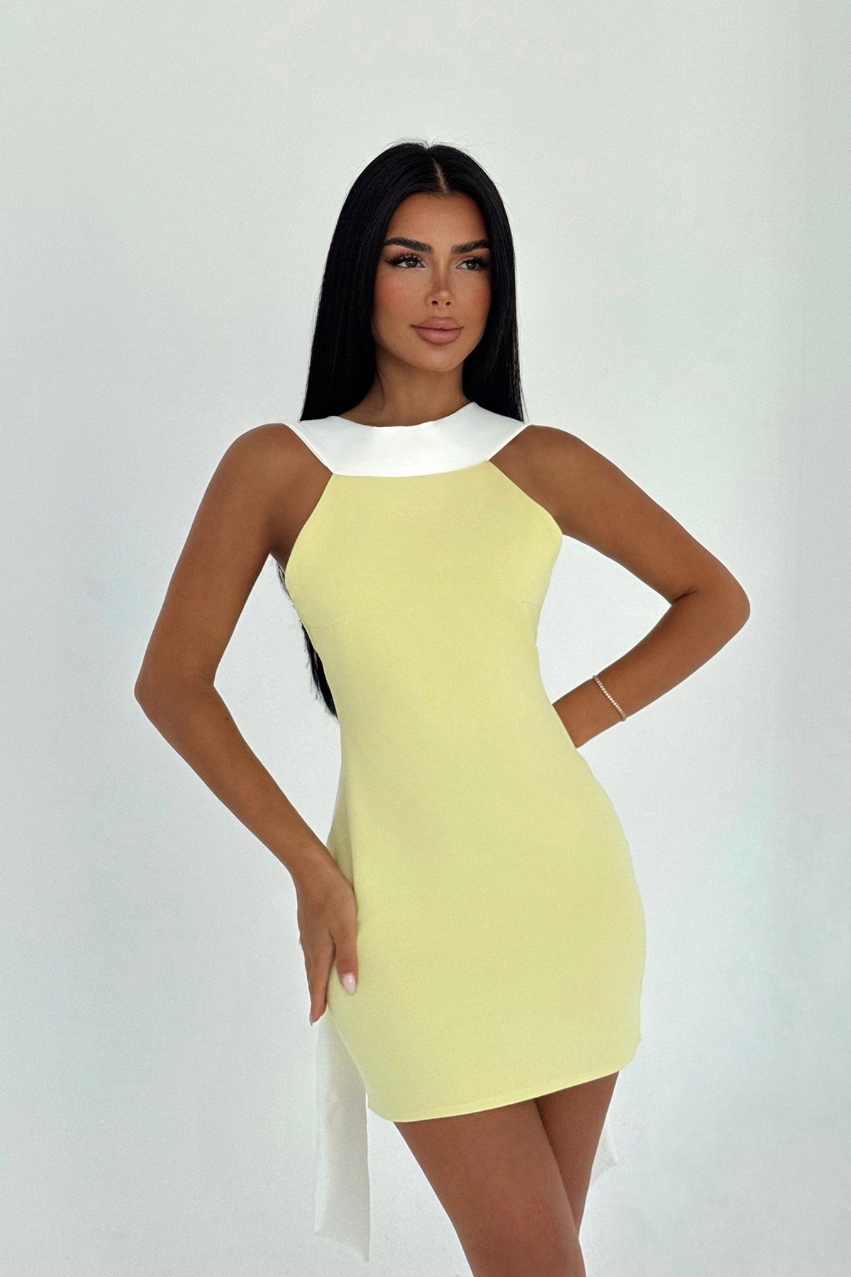 Sarı Winnie Mini Elbise ATE-3334