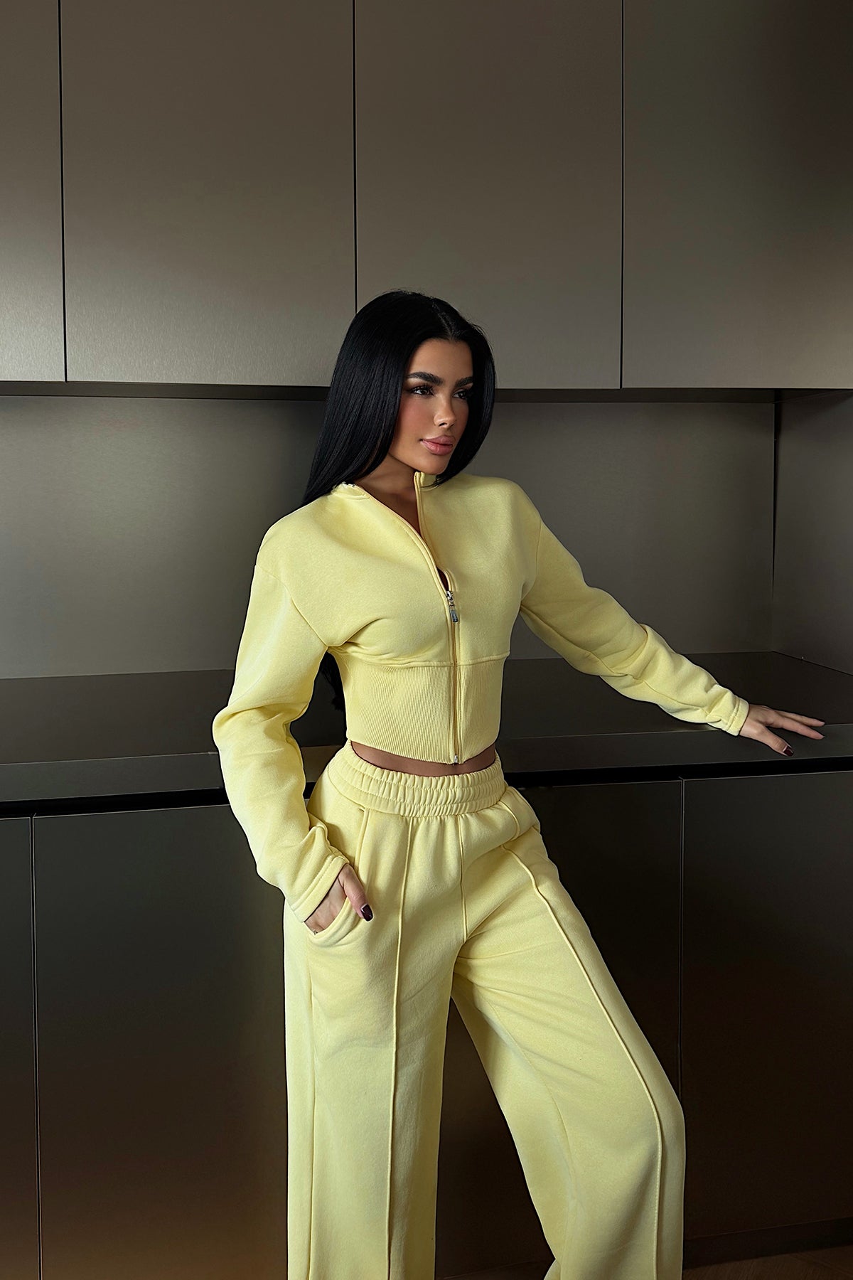 Sarı Doutzen Eşofman Takım ATE-4133