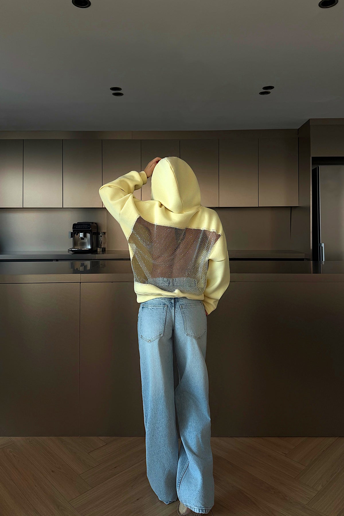 Sarı Lowell Taşlı Sweatshirt ATE-4515