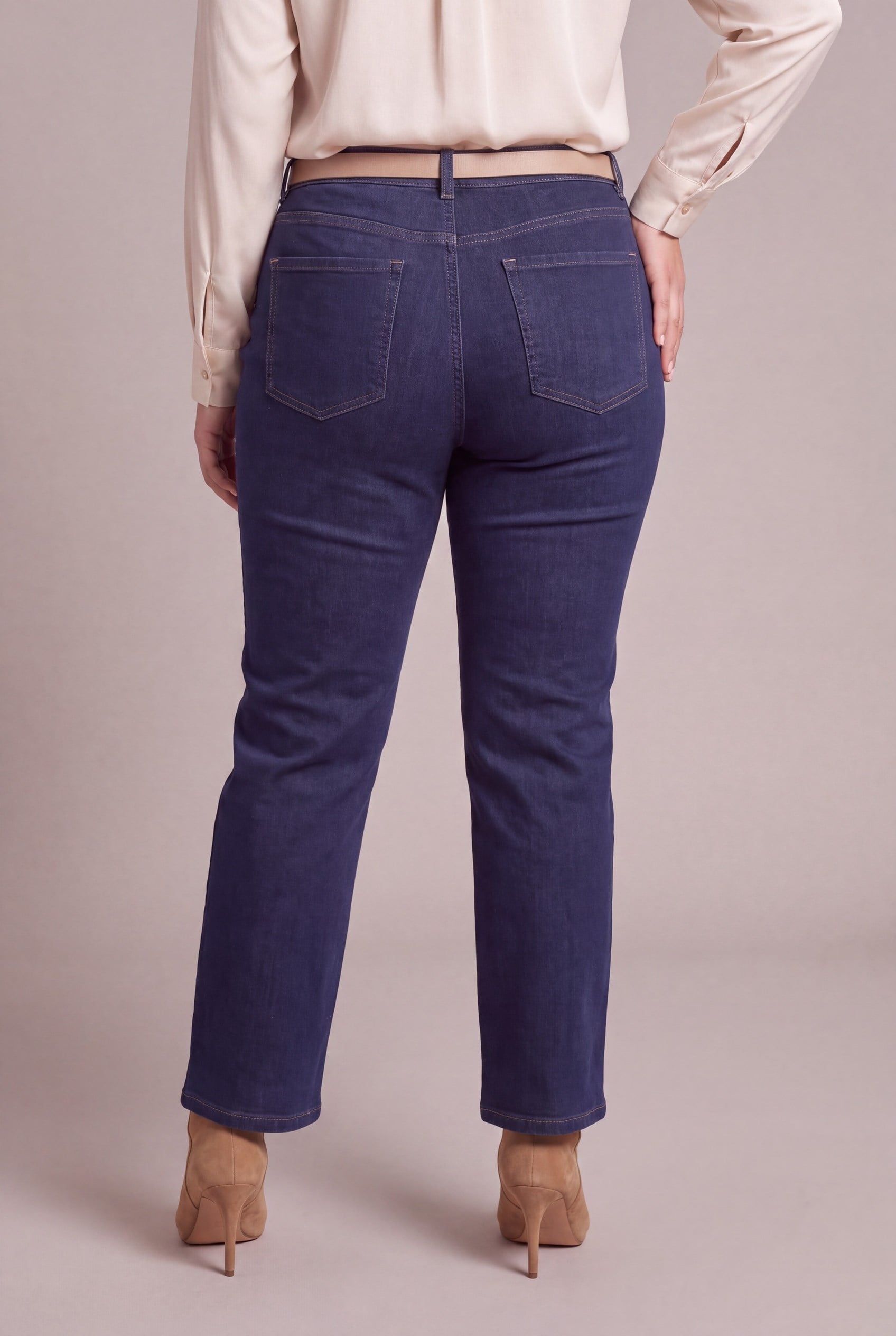 Serpme Taş Detaylı Boru Paça Büyük Beden Denim Pantolon Lacivert
