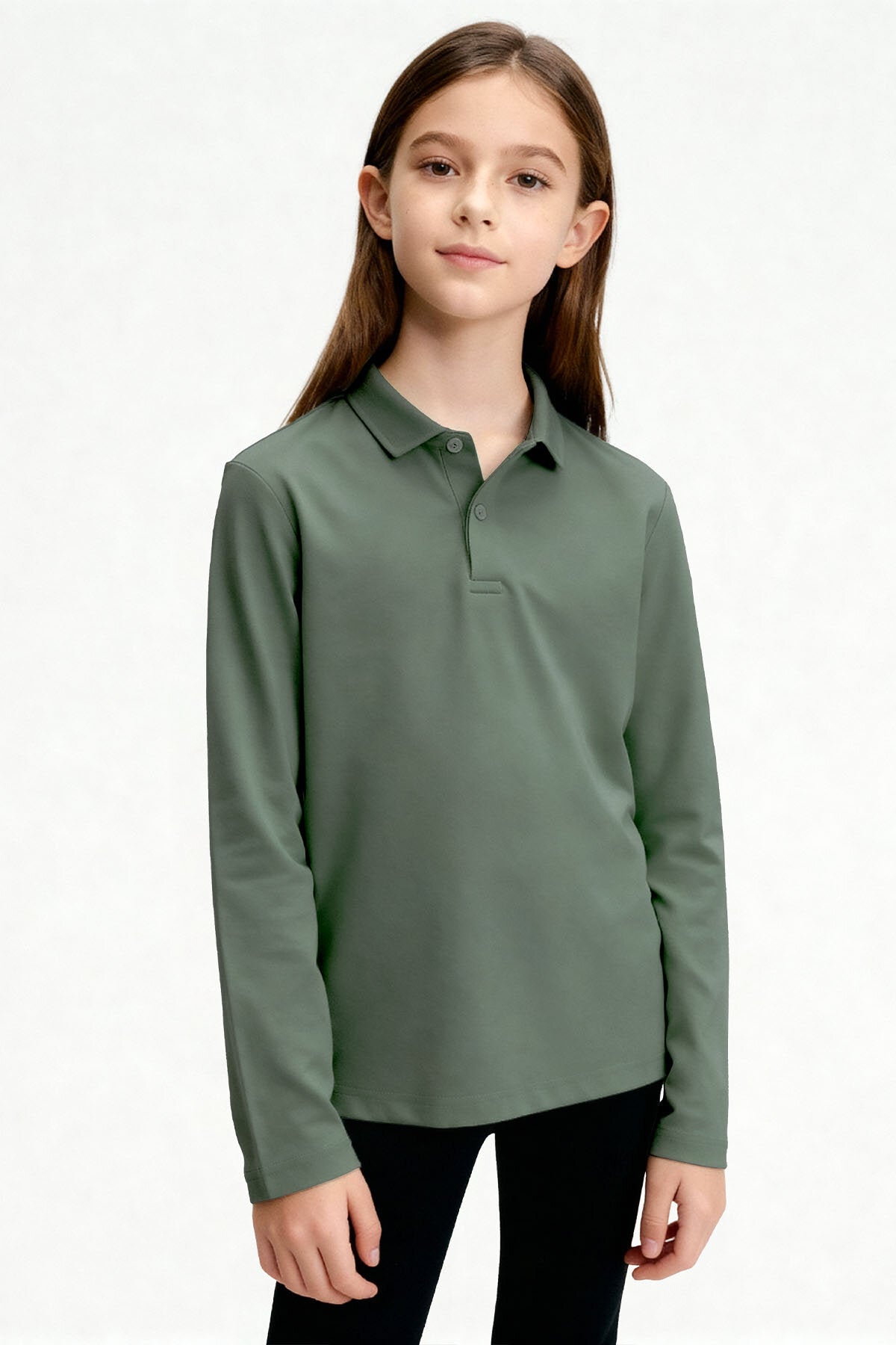Basic Polo Yaka 3'lü Paket Siyah-Beyaz-Çağla Unisex Çocuk T-Shirt - 11170